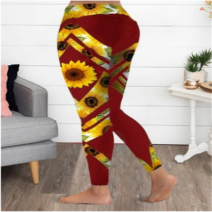 WILKYs0Sunflower yoga fitness leggings
 Fabric composition: Polyester fiber (polyester)
 
 Fabric composition content: 50% (%)
 
 No bladder: no bladder
 
 Function: Moisture absorption and perspiration 