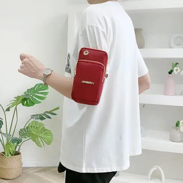 WILKYs0Mobile Phone Bag Women Shoulder Bag 3-layer Zipper Design Small Crossb
 Product information:
 
 Material: Nylon
 
 Opening method: zipper
 
 Internal structure of the packet: card slot
 
 Bag shapes: square vertical section
 
 Applicab