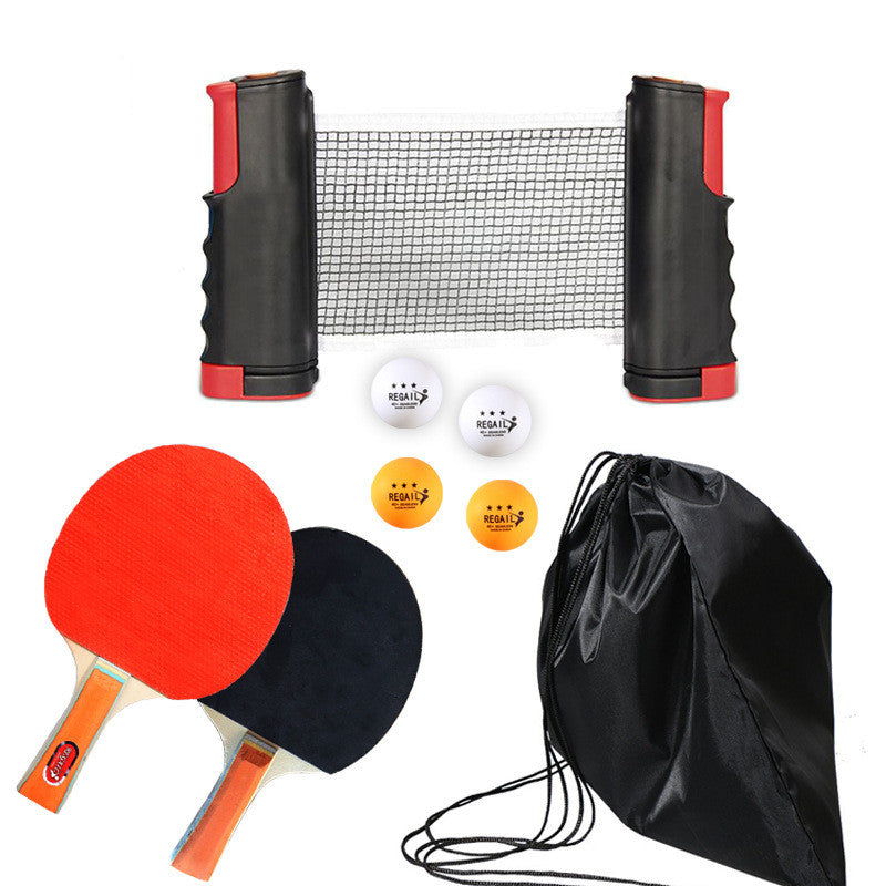 WILKYs0Retractable and Portable Table Tennis Racket Set
 Overview
 :
 
 - Applicable Scenarios: Fitness Equipment, Fitness Body, Sports Trends, Ping-Pong Tennis
 
 - Rubber Type: Anti-adhesive
 
 - Racket Type: Horizonta