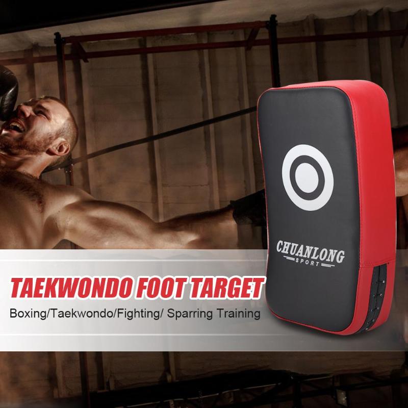 WILKYs0Adult Taekwondo Training Equipment Foot Target
 Features:
 
 Upgraded PU, tear resistance.
 
 Durable, wear-resistant and explosion-proof.
 
 
 Specification:
 
 Material: PU + thick lining
 
 Color: red/blue
 
