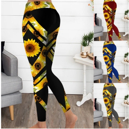 WILKYs0Sunflower yoga fitness leggings
 Fabric composition: Polyester fiber (polyester)
 
 Fabric composition content: 50% (%)
 
 No bladder: no bladder
 
 Function: Moisture absorption and perspiration 