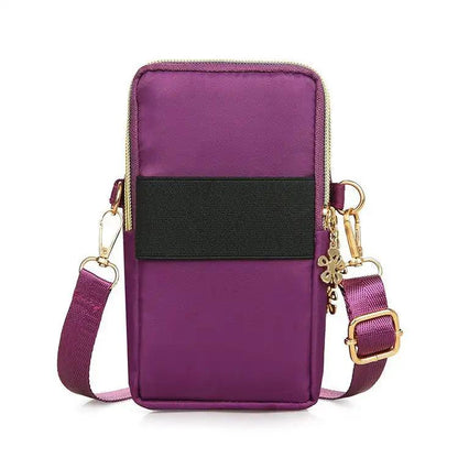 WILKYs0Mobile Phone Bag Women Shoulder Bag 3-layer Zipper Design Small Crossb
 Product information:
 
 Material: Nylon
 
 Opening method: zipper
 
 Internal structure of the packet: card slot
 
 Bag shapes: square vertical section
 
 Applicab