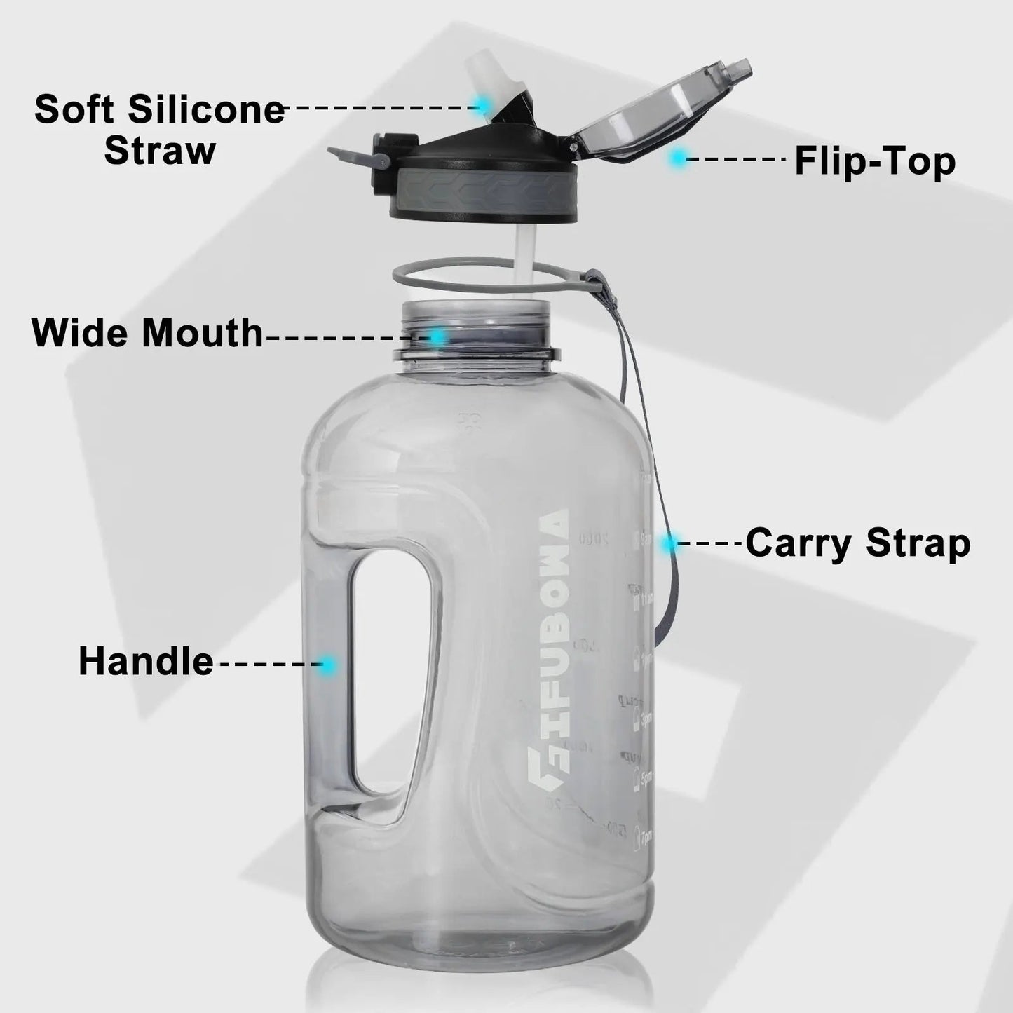 3L Large Capacity Sports Water Bottle Outdoor Fitness Kettle Plastic Water Drinking Cup Students Portable Gym Big Jug - WILKYs