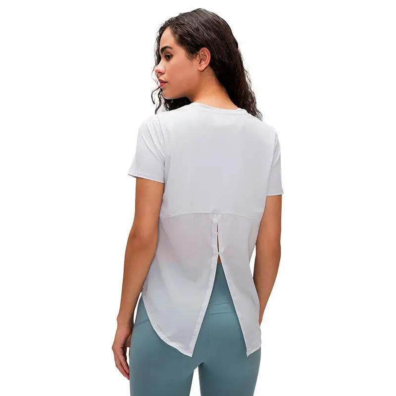 WILKYs0Yoga Fitness T-shirt
 Product category: T-shirt
 
 Function: Quick drying
 
 Applicable gender: female
 
 pattern: plain
 
 Error range: 1~2cm
 
 Suitable seasons: summer, winter, sprin