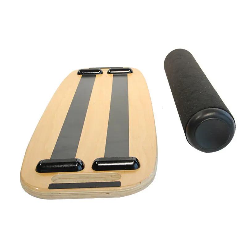 Home fitness balance board with black roller, 74x28x4cm board size.