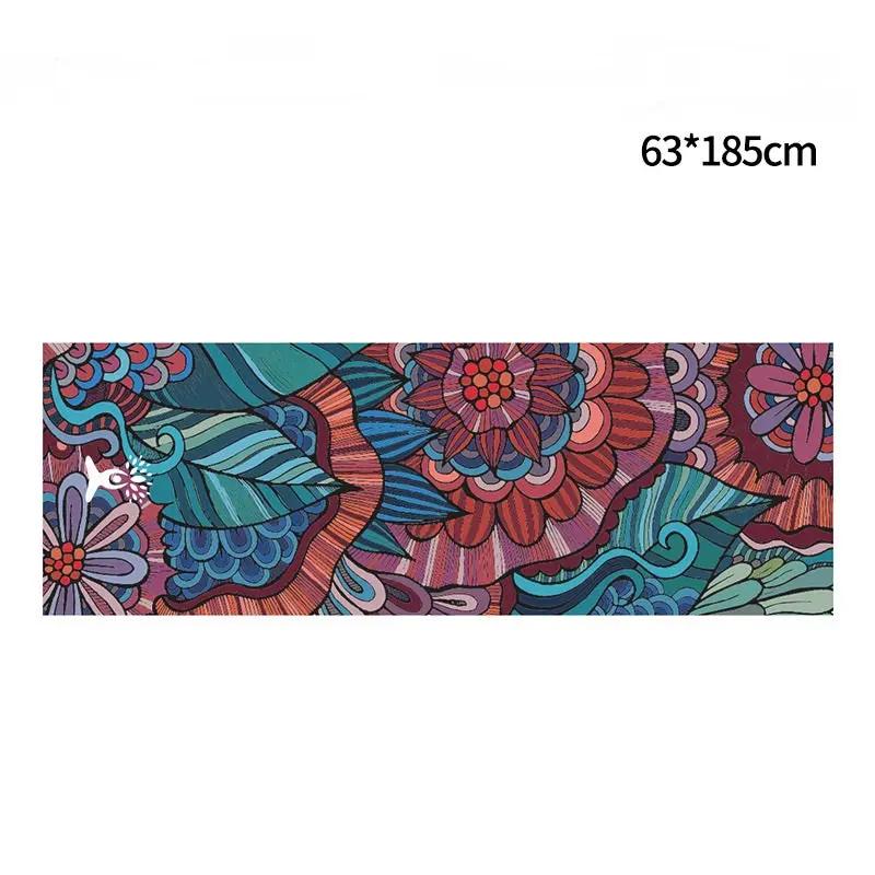 WILKYs0Non-slip printed yoga mat
 Name: Fleece Yoga Towel
 
 Size: 185CM*63CM
 
 Material: Double-sided velvet
 
 Thickness: 1.5MM


 
 
 
 
 
 
 
 
 
 
 
 
