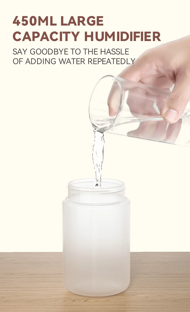 450ml Desktop Humidifier Mini Air Humidifier 360°Rotatable Dual - hole Spray Wireless Rechargeable Nano Atomization - WILKYs