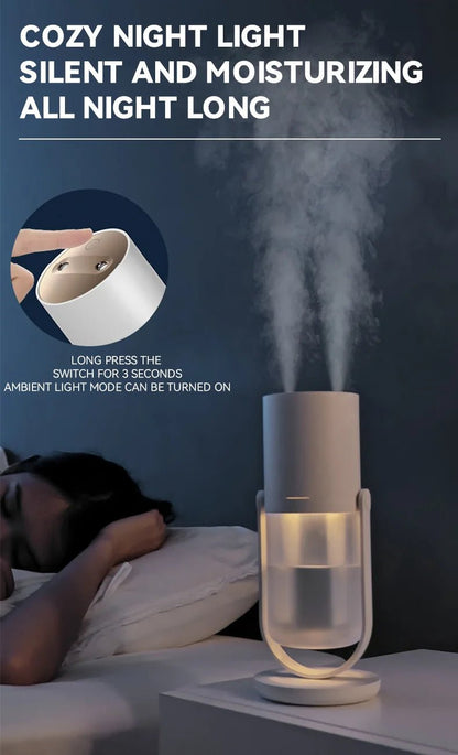 450ml Desktop Humidifier Mini Air Humidifier 360°Rotatable Dual - hole Spray Wireless Rechargeable Nano Atomization - WILKYs