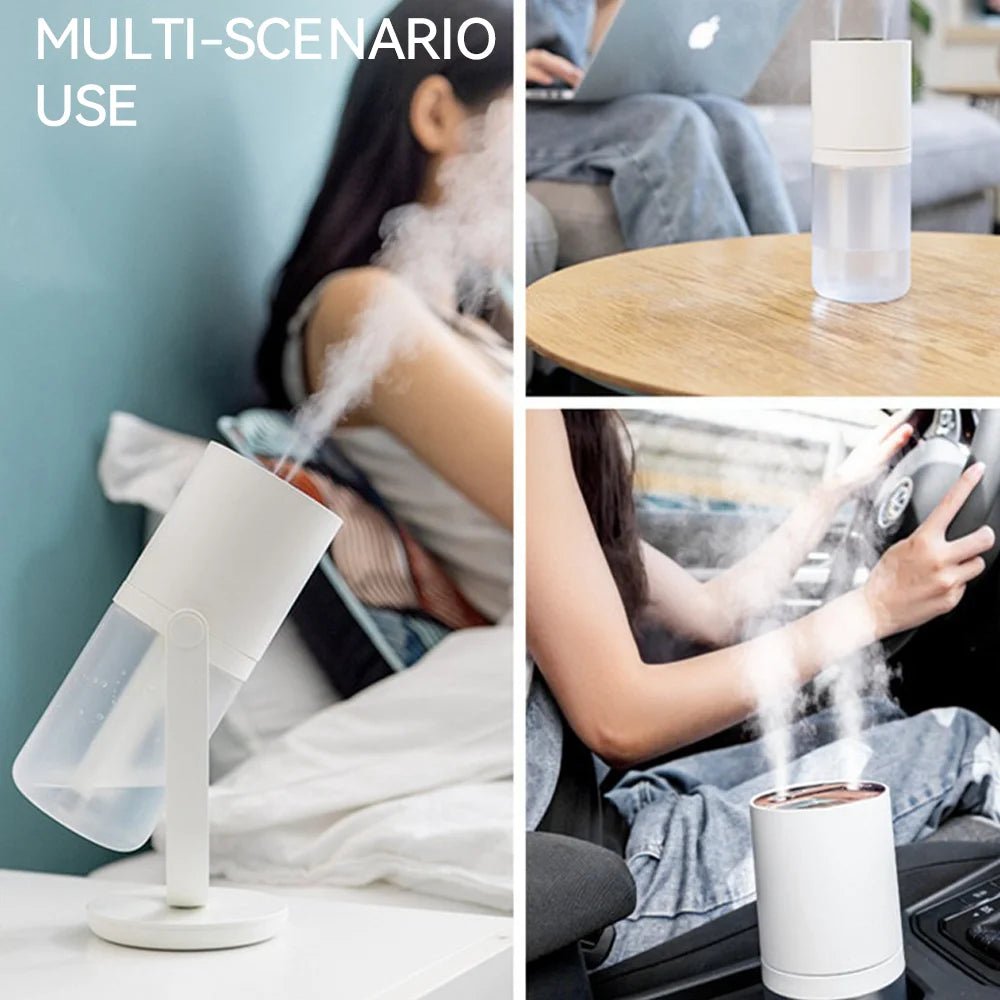 450ml Desktop Humidifier Mini Air Humidifier 360°Rotatable Dual - hole Spray Wireless Rechargeable Nano Atomization - WILKYs