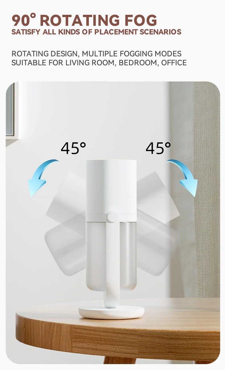 450ml Desktop Humidifier Mini Air Humidifier 360°Rotatable Dual - hole Spray Wireless Rechargeable Nano Atomization - WILKYs