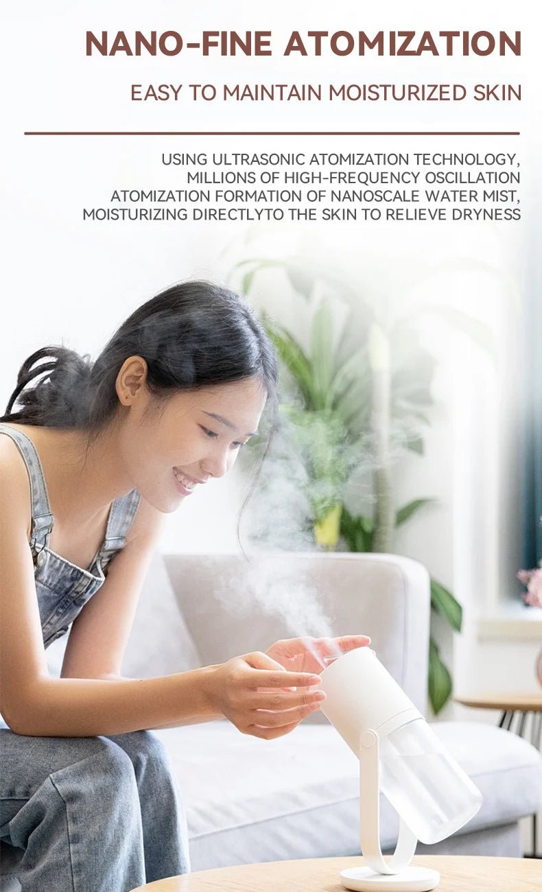 450ml Desktop Humidifier Mini Air Humidifier 360°Rotatable Dual - hole Spray Wireless Rechargeable Nano Atomization - WILKYs