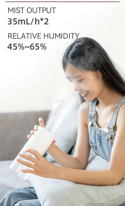 450ml Desktop Humidifier Mini Air Humidifier 360°Rotatable Dual - hole Spray Wireless Rechargeable Nano Atomization - WILKYs