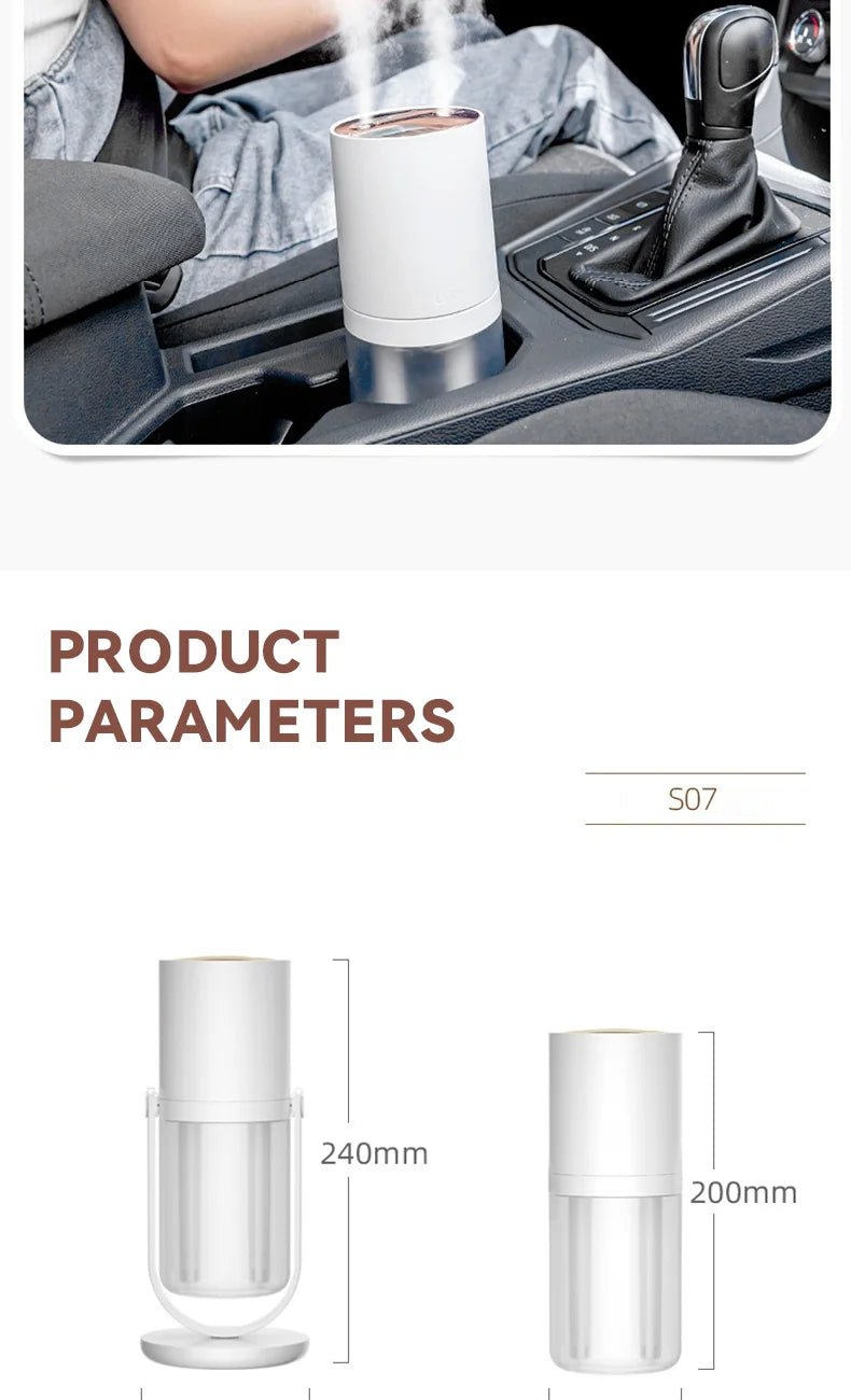 450ml Desktop Humidifier Mini Air Humidifier 360°Rotatable Dual - hole Spray Wireless Rechargeable Nano Atomization - WILKYs