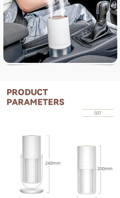 450ml Desktop Humidifier Mini Air Humidifier 360°Rotatable Dual - hole Spray Wireless Rechargeable Nano Atomization - WILKYs