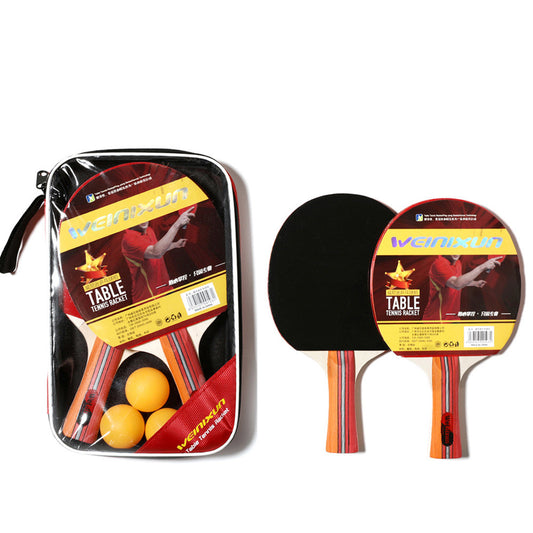 WILKYs0Double reverse rubber horizontal racket ping pong racket
 [Category] Horizontal position (long handle)
 
 [Configuration] 2 shots 3 balls set, with portable square bag, easy to carry
 
 [Rubber] High-quality beef tendon r