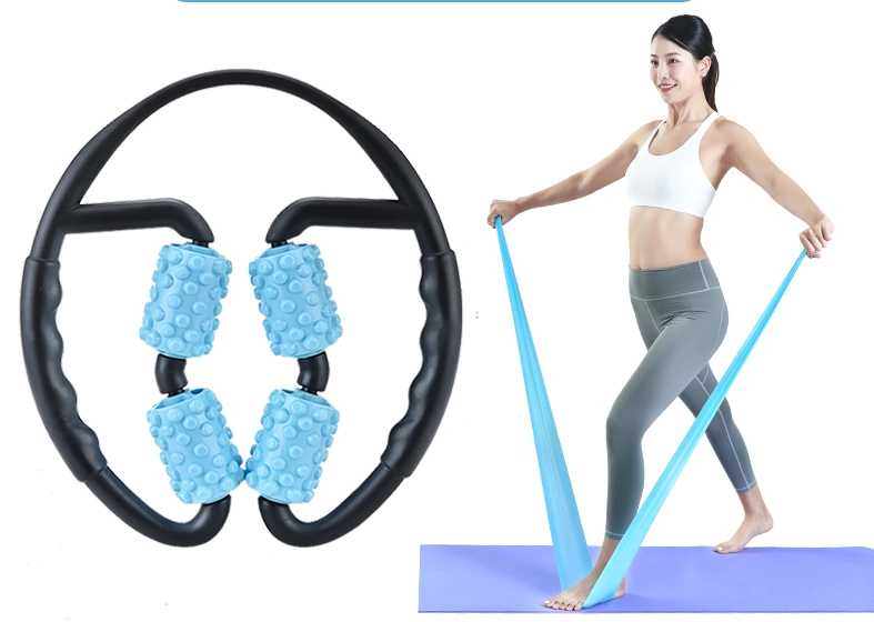 WILKYs0Multifunctional Muscle Massager Relaxation Roller Ring Clamp Yoga Body
 Overview
 
 Stimulate blood circulation, relax your body, and make the skin smoother.
 
 Release myofascial trigger points, reduce muscle soreness, tightness, rub 