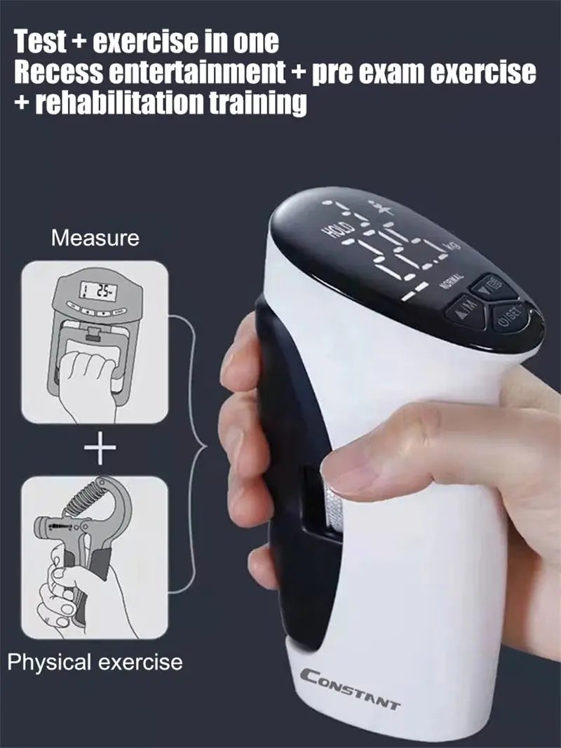 Digital electric hand gripper dynamometer with LED display for strength measurement and grip exercise.