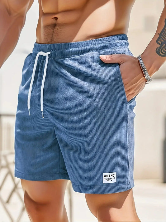 New Solid Color Men Corduroy Sweatpants Casual Shorts