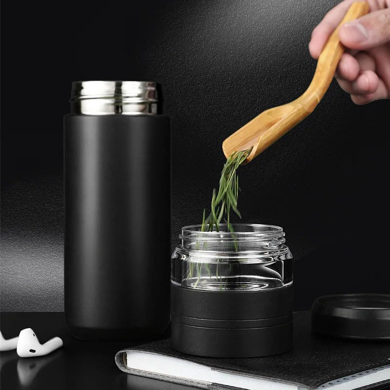 500ml Tea Infuser Vacuum Flask Stainless Steel Insulated Cup with Independent Tea Storage Handle Travel Mug Business Cup Gifts - WILKYs