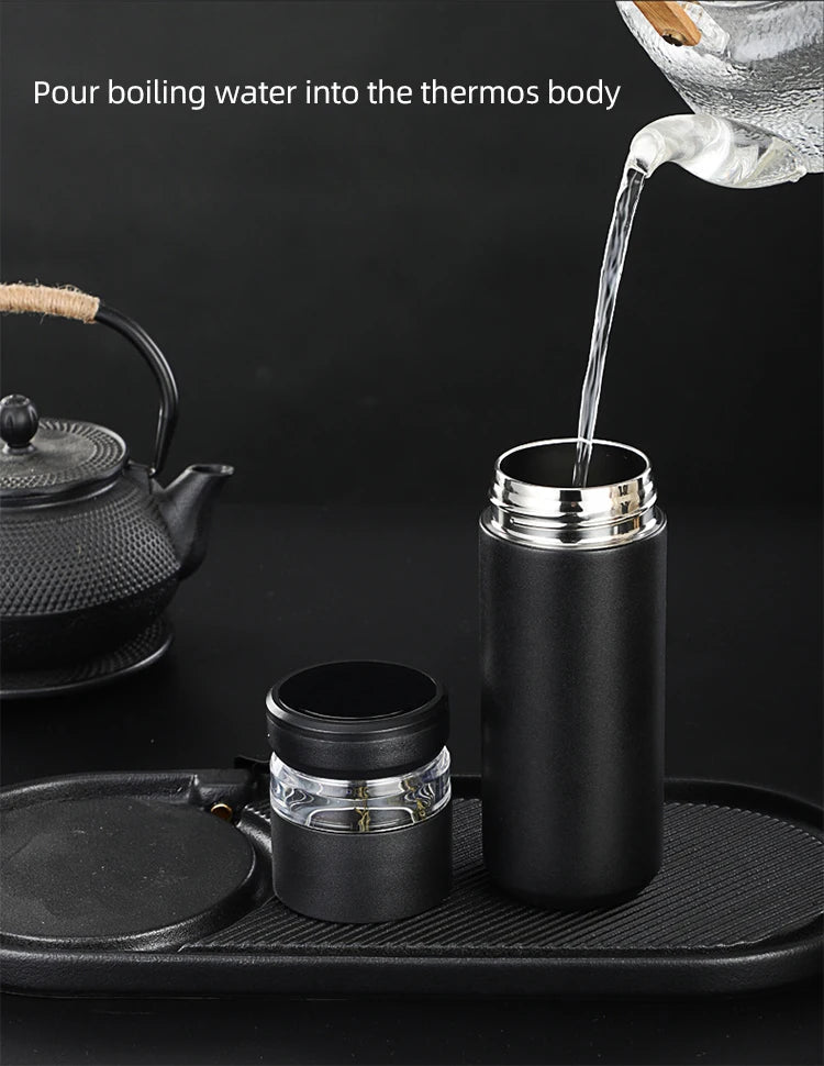 500ml Tea Infuser Vacuum Flask Stainless Steel Insulated Cup with Independent Tea Storage Handle Travel Mug Business Cup Gifts - WILKYs