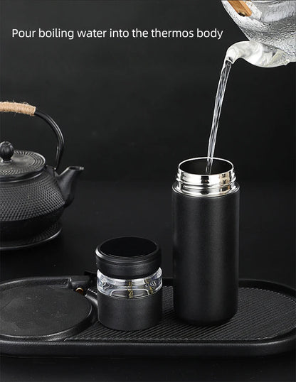 500ml Tea Infuser Vacuum Flask Stainless Steel Insulated Cup with Independent Tea Storage Handle Travel Mug Business Cup Gifts - WILKYs