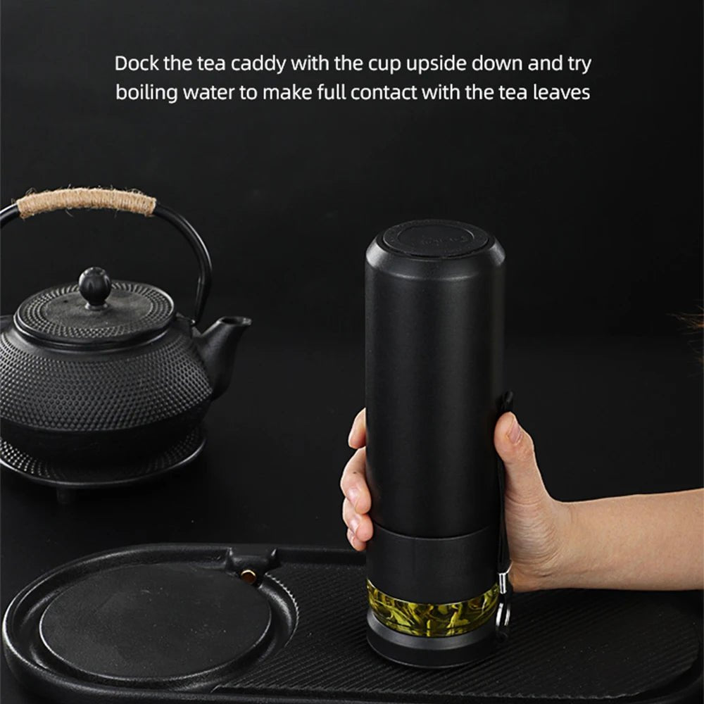 500ml Tea Infuser Vacuum Flask Stainless Steel Insulated Cup with Independent Tea Storage Handle Travel Mug Business Cup Gifts - WILKYs