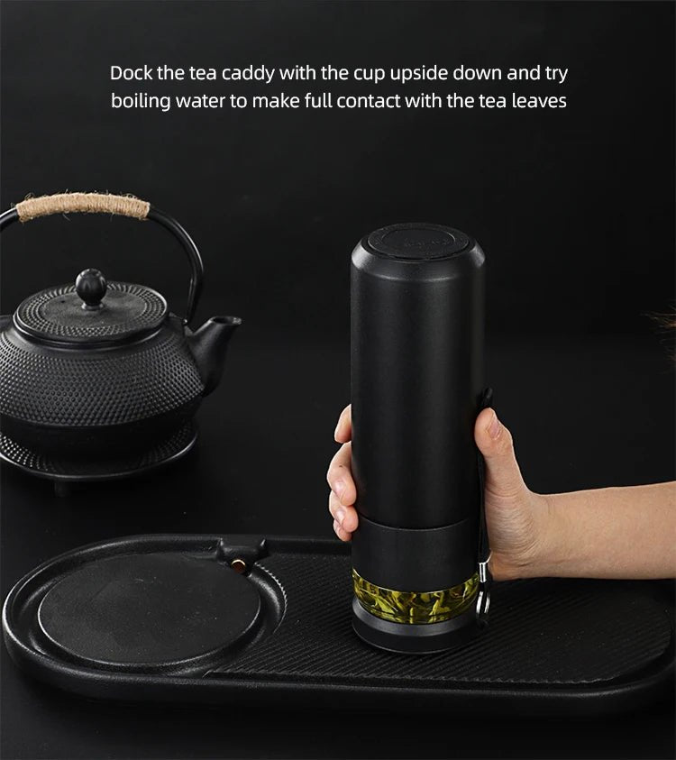 500ml Tea Infuser Vacuum Flask Stainless Steel Insulated Cup with Independent Tea Storage Handle Travel Mug Business Cup Gifts - WILKYs