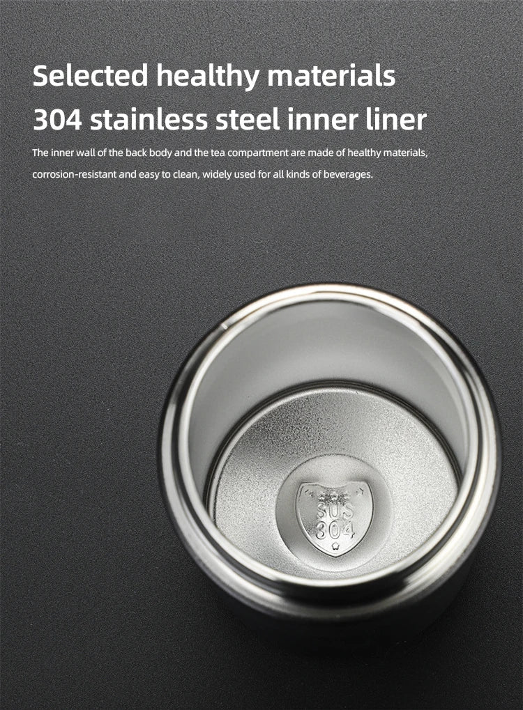 500ml Tea Infuser Vacuum Flask Stainless Steel Insulated Cup with Independent Tea Storage Handle Travel Mug Business Cup Gifts - WILKYs