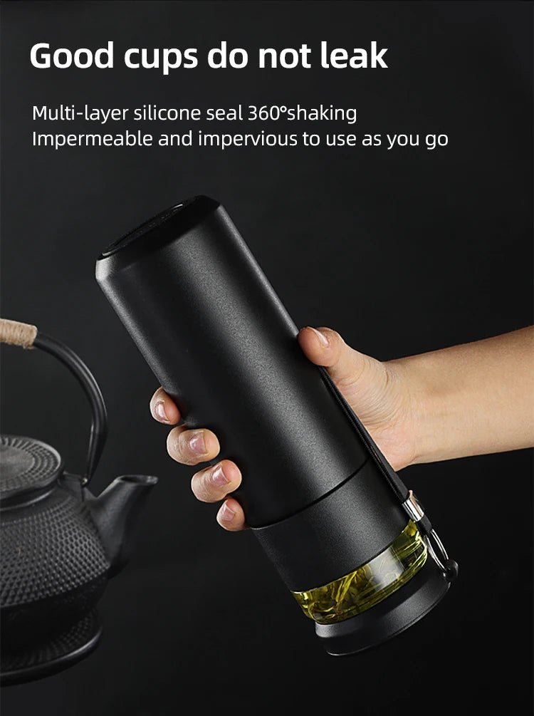 500ml Tea Infuser Vacuum Flask Stainless Steel Insulated Cup with Independent Tea Storage Handle Travel Mug Business Cup Gifts - WILKYs