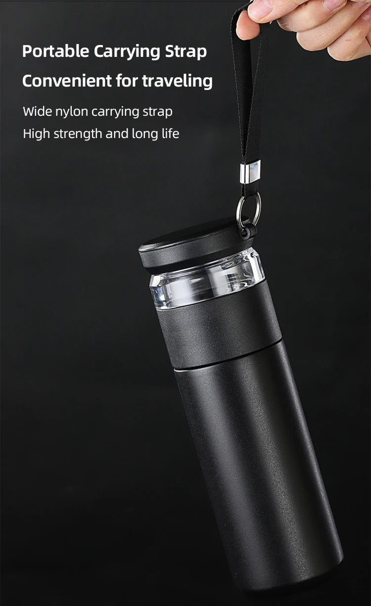 500ml Tea Infuser Vacuum Flask Stainless Steel Insulated Cup with Independent Tea Storage Handle Travel Mug Business Cup Gifts - WILKYs