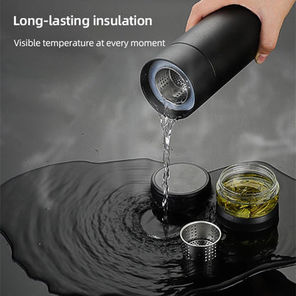 500ml Tea Infuser Vacuum Flask Stainless Steel Insulated Cup with Independent Tea Storage Handle Travel Mug Business Cup Gifts - WILKYs