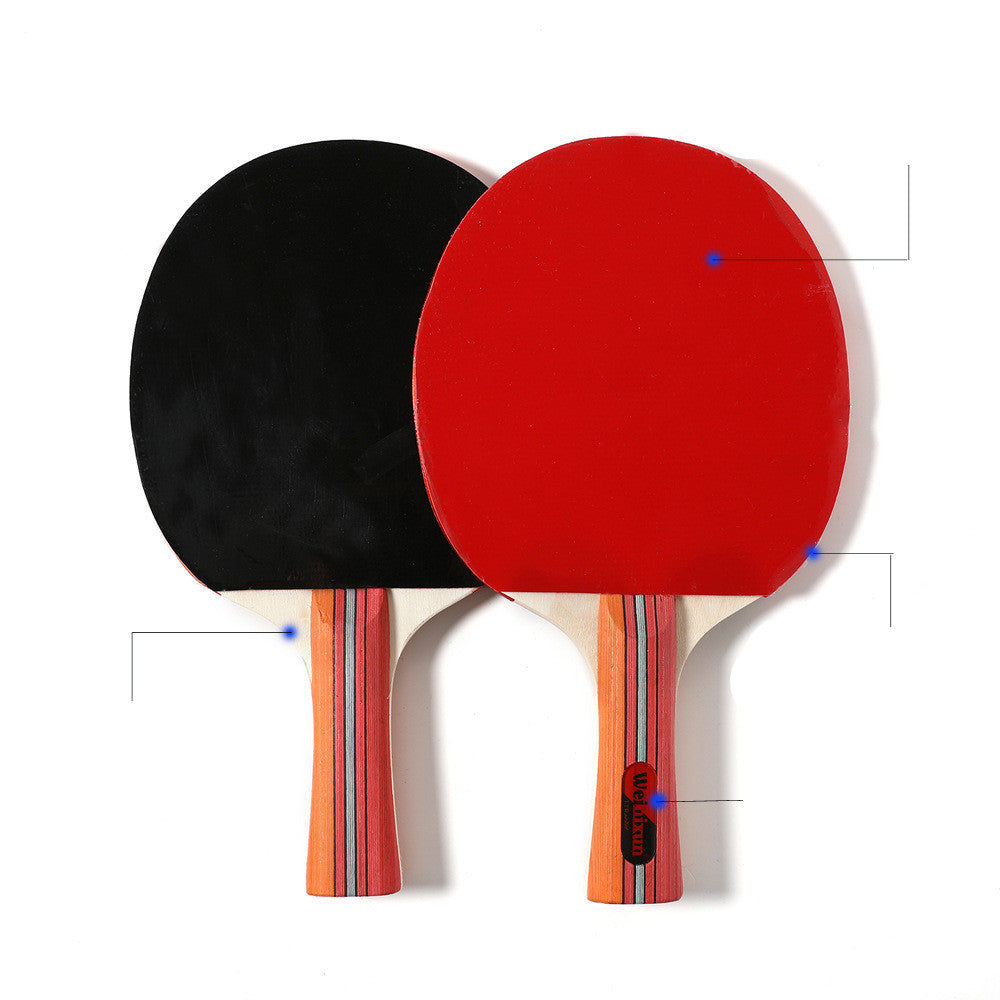 WILKYs0Double reverse rubber horizontal racket ping pong racket
 [Category] Horizontal position (long handle)
 
 [Configuration] 2 shots 3 balls set, with portable square bag, easy to carry
 
 [Rubber] High-quality beef tendon r