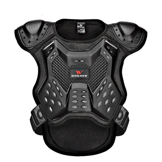 WILKYs0Chest Protection, Spine Protection, Night Armor, Sports Protective Gea
 
 Product Information:
 
 
 Protected parts: front chest and back
 
 Applicable sports: protective gear
 
 Colour: Black
 
 Material: shock-absorbing material EVA,