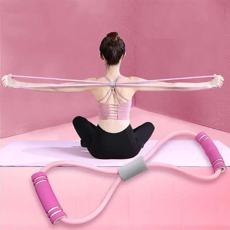 WILKYs0Eight-Shaped Elastic Rope Stretch Belt Exercise Arm Fitness Equipment
 Overview:
 
 Super elastic, no fear of stretching
 
 Environmentally friendly PTE material, no deformation when stretched
 
 Soft foam, strong sweat absorption
 
 