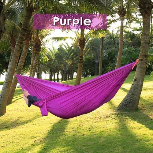 WILKYsHammockBackpacking Hammock - Portable Nylon Parachute Outdoor Double Hammock
Overview - Made of 210T parachute nylon fabric, portable and durable - Weight capacity is within 150kg, suitable for one person - Easy to be cleaned and dry quickly