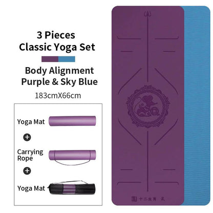 WILKYs0Zodiac Tpe Yoga Mat Widened Female Fitness Mat
 Product information:


 Material: TPE
 
 Thickness: 6/8 (mm)
 
 Product Category: Yoga Mat
 
 Specifications: 6MM, 8MM (cm)
 
 Pattern: Asana guide line


 


 Pac