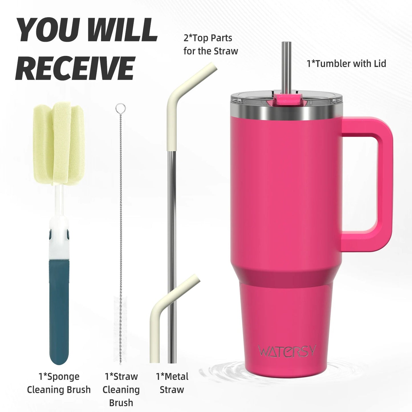 591ml Stainless Steel Insulated Cup 20oz Tumbler with Handle and Straw Keep Cold and Hot Thermal Mug Portable Car Travel Mug - WILKYs