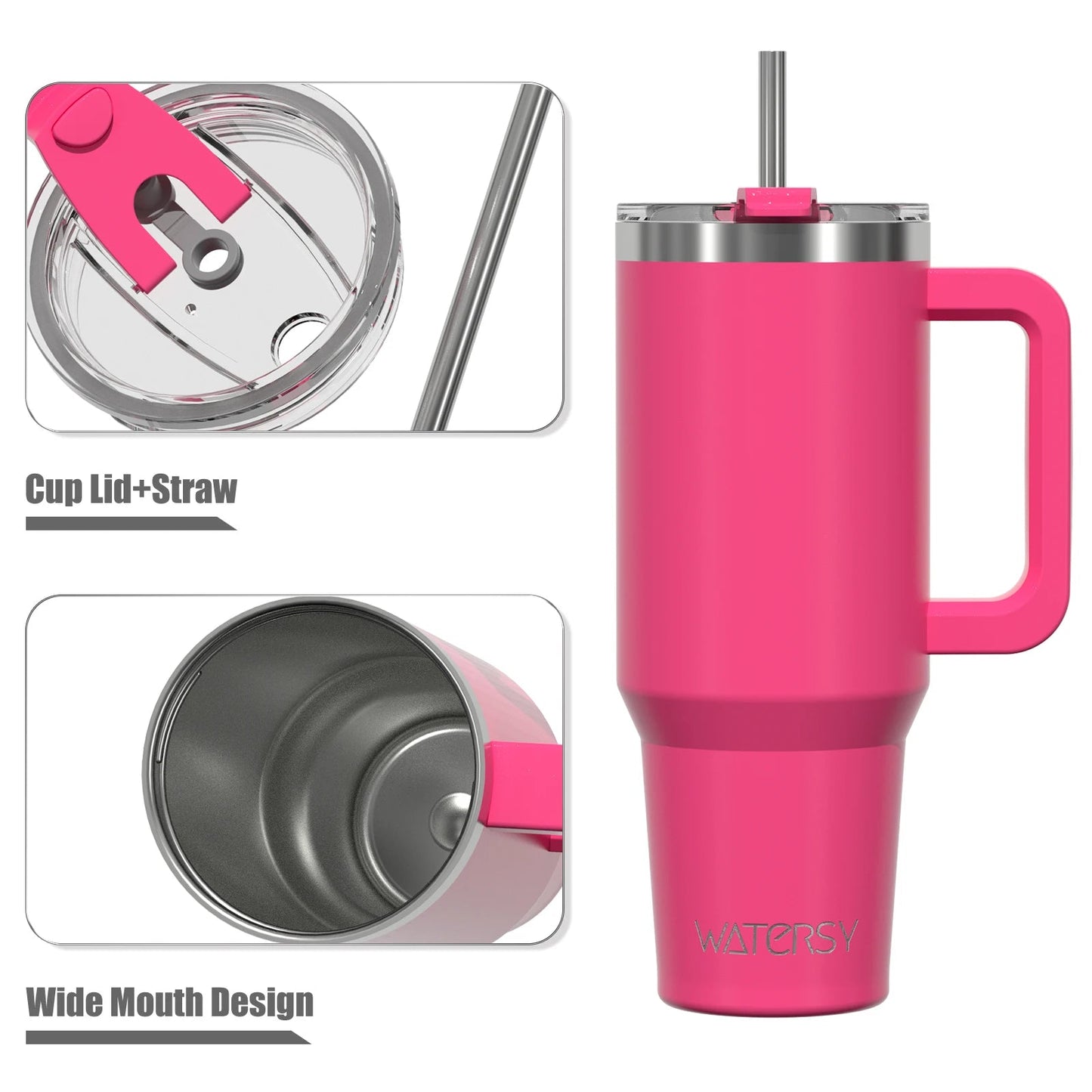 591ml Stainless Steel Insulated Cup 20oz Tumbler with Handle and Straw Keep Cold and Hot Thermal Mug Portable Car Travel Mug - WILKYs