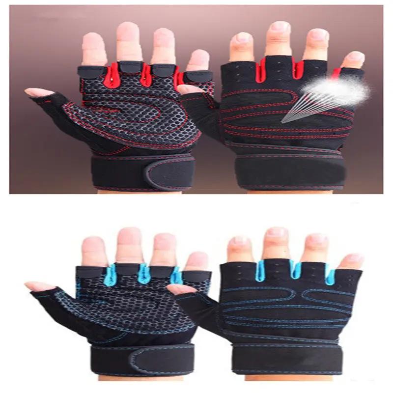 Sports fitness microfiber gloves in black and red design.