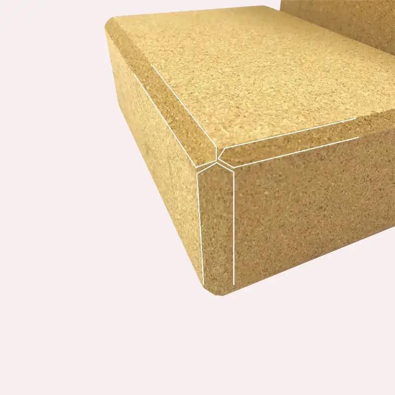 Natural cork yoga brick, high density, 24x16x8.8cm, ideal for fitness and yoga sessions.