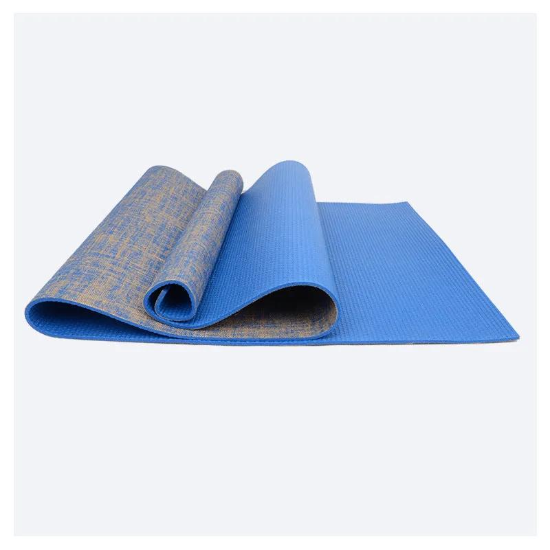 WILKYs0Anti-slip sports yoga mat
 Material: PVC+Linen
 
 Product specifications: 183*61*0.5cm
 
 Weight: 1600g
 
 Applicable scenarios "running sports, fitness equipment, health massage, fitness an