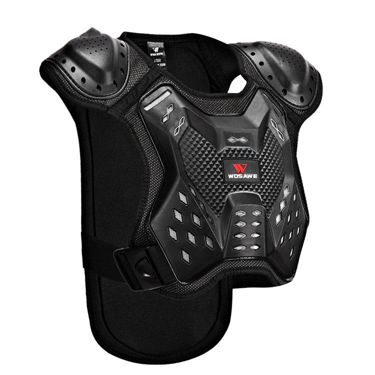 WILKYs0Chest Protection, Spine Protection, Night Armor, Sports Protective Gea
 
 Product Information:
 
 
 Protected parts: front chest and back
 
 Applicable sports: protective gear
 
 Colour: Black
 
 Material: shock-absorbing material EVA,