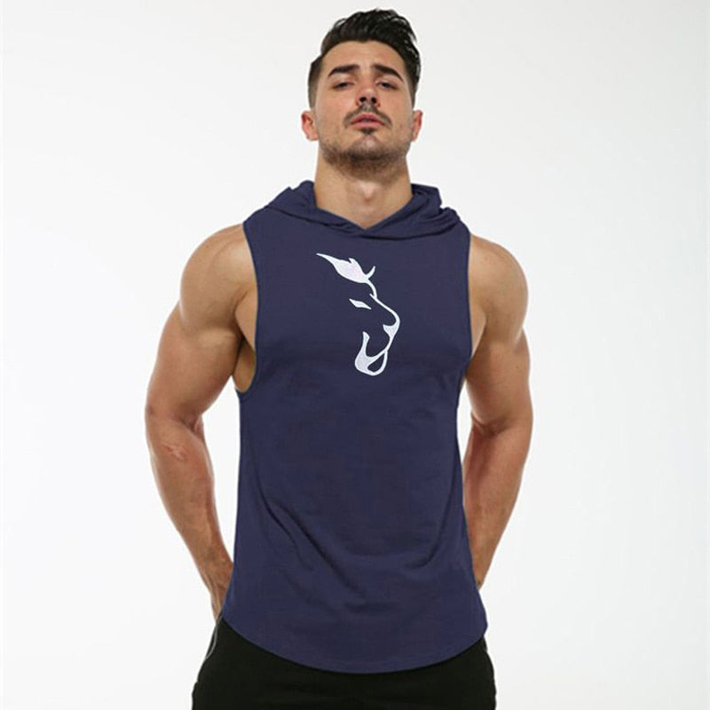 WILKYsHooded Sleeveless Vest Men's Fitness