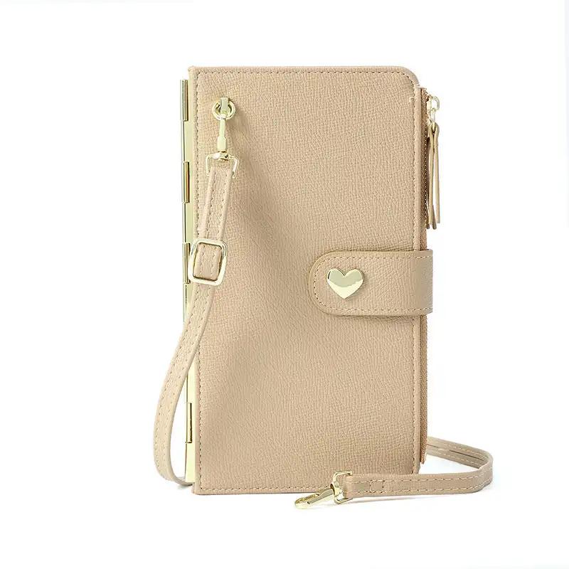 WILKYs4Mobile Phone Bags With Transparent Touch Screen Love Buckle Long Walle
 Product information:
 


 Material:pu
 
 Opening:zipper
 
 Bag shape: vertical square type
 
 Applicable gender: female
 
 Popular elements: woven, straw, plaid, d