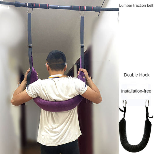 WILKYs0Lumbar Hanging Horizontal Bar Stretch Cervical Vertebra Tractor
 Product information:
 


 Color: Grey (Material Canvas)
 
 Color: purple lumbar traction belt, black lumbar traction belt (soft flannel, filled with buckwheat shel