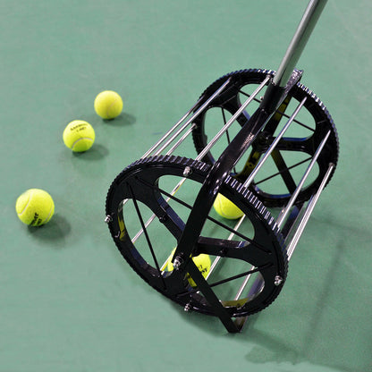 WILKYs0Tennis Ball Picker Pick Up Basket Tennis Trainer Recycler
 Overview:
 
 More convenient to collect without bending down rolling table tennis catcher.
 
 Large capacity, can hold 100-150 pcs balls one time.
 
 More durable 