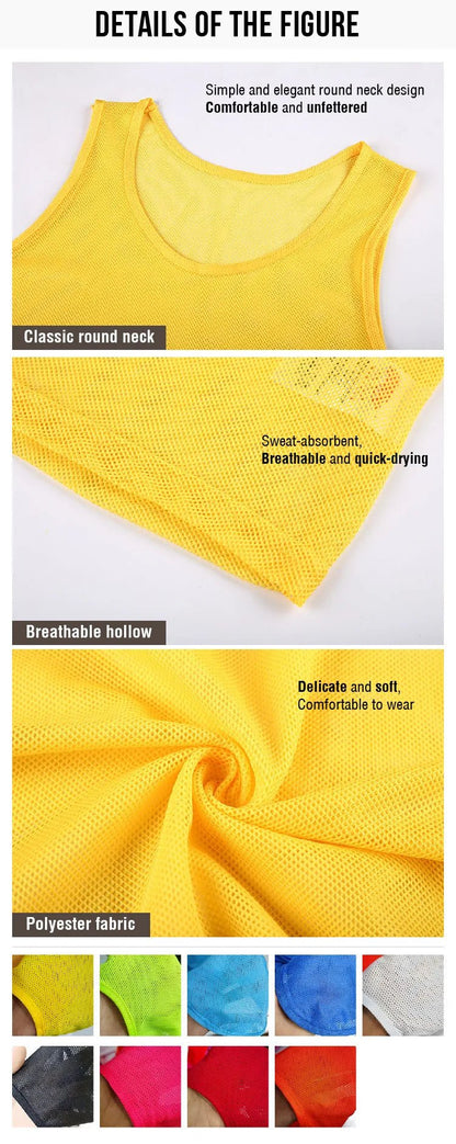 6PCS Children Adults Soccer Pinnies Quick Drying Football Jerseys Vest Scrimmage Practice Sports Vest Breathable Team Training - WILKYs