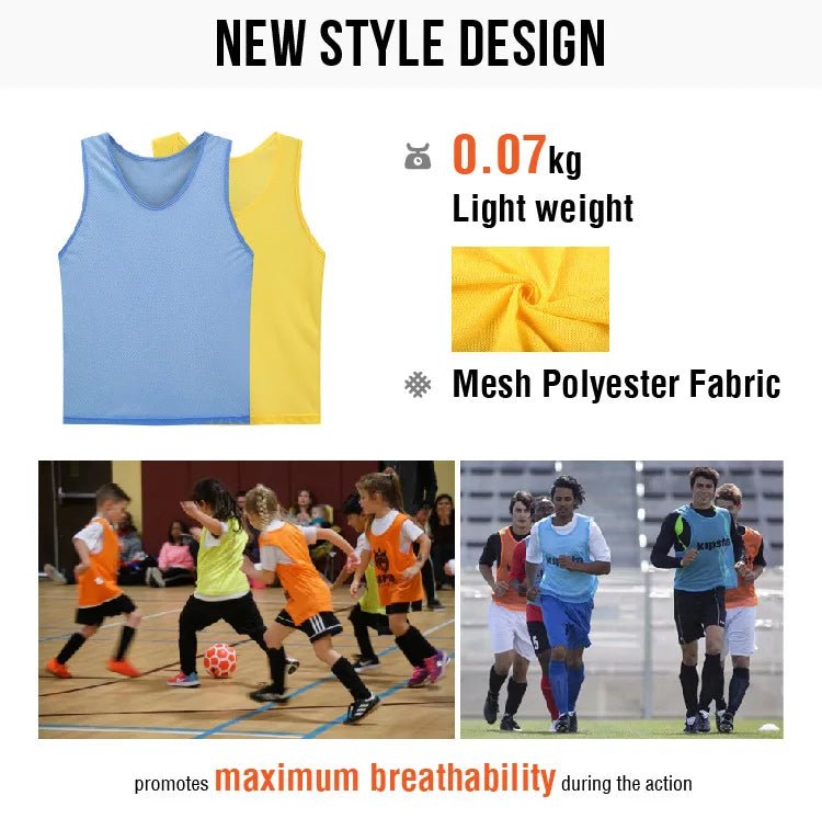 6PCS Children Adults Soccer Pinnies Quick Drying Football Jerseys Vest Scrimmage Practice Sports Vest Breathable Team Training - WILKYs