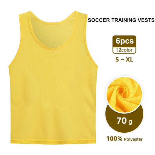6PCS Children Adults Soccer Pinnies Quick Drying Football Jerseys Vest Scrimmage Practice Sports Vest Breathable Team Training - WILKYs