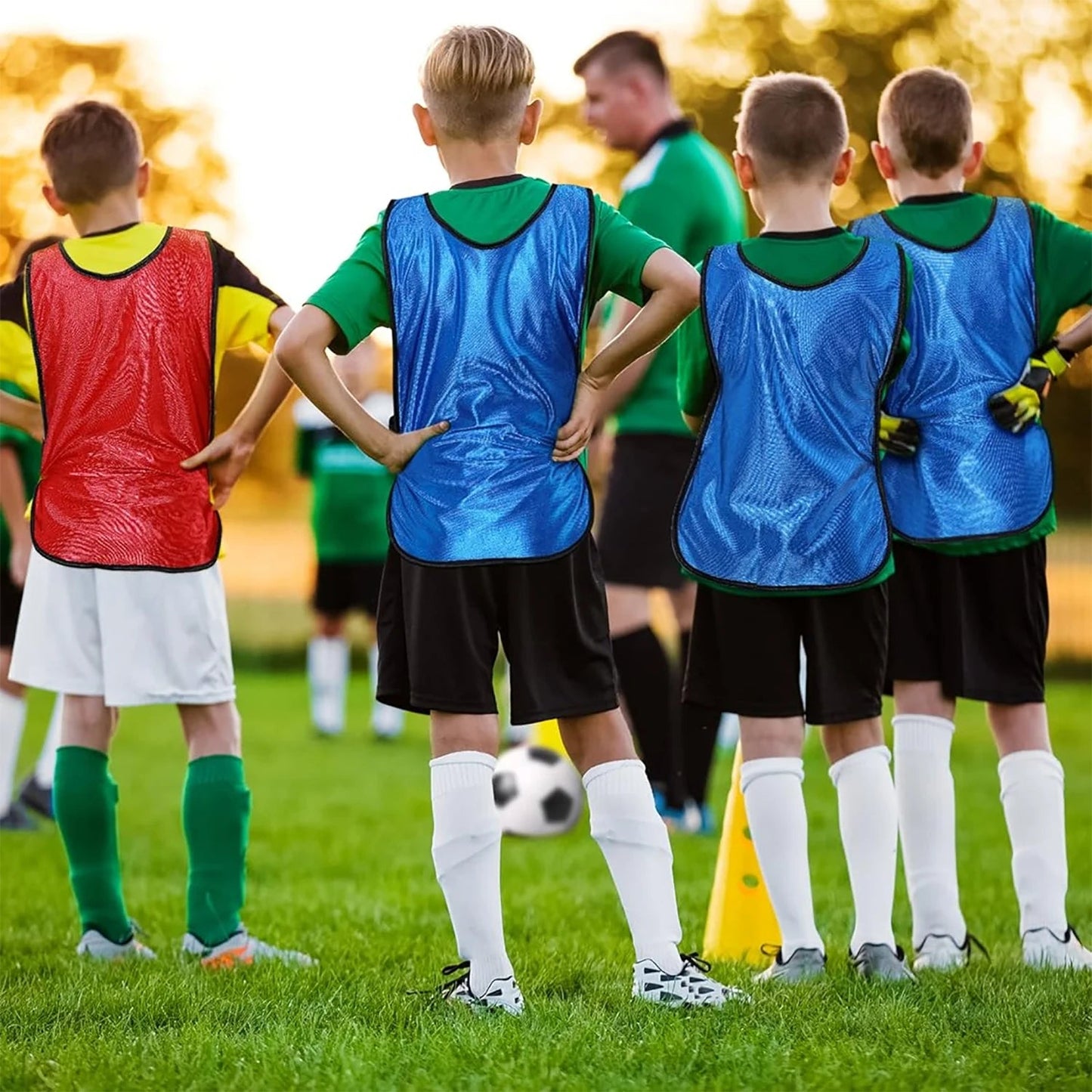 6PCS Soccer Pinnies Quick Drying Football Team Jerseys Sports Soccer Team Training Practice Youth Adult Basketball Sports Vest - WILKYs